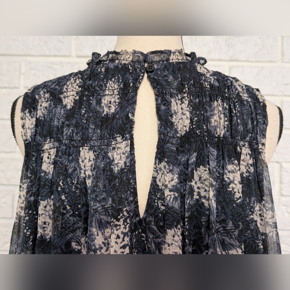 NWT Joie Baltic Print Mini Sleeveless Dress Sz Large Sheer Chiffon Flowy Blue - Picture 9 of 12